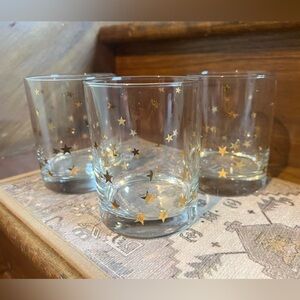 Culver Signed MCM Gold Starry Nights Double Old Fashion Glasses Set Of 3